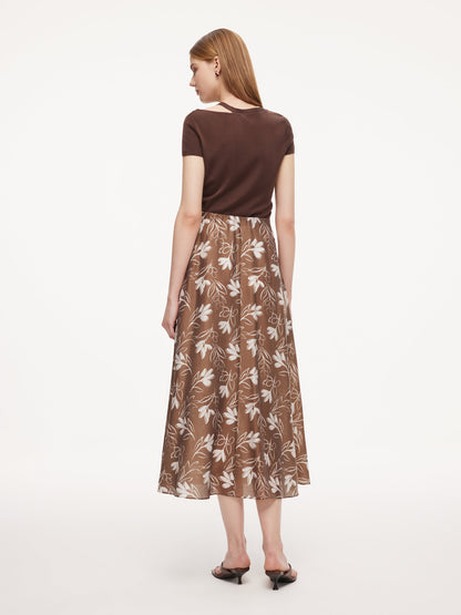 Tencel Blend Floral Print Women Skirt
