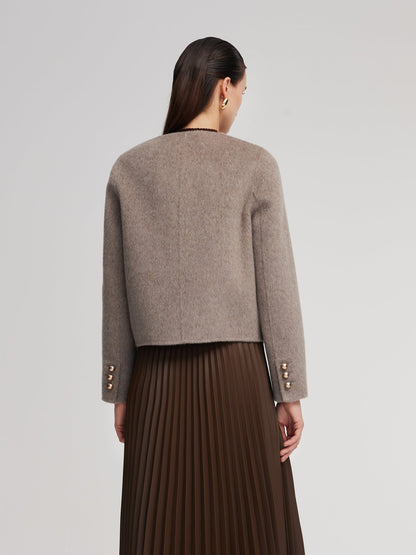 Alpaca Wool Blend Round Neck Women Jacket