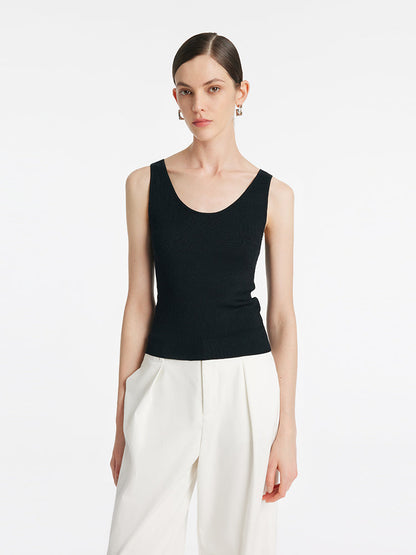 Acetate Round Neck Women Knitted Vest