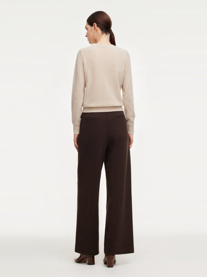 Adjustable Waist Straight Wide Leg Women Pants