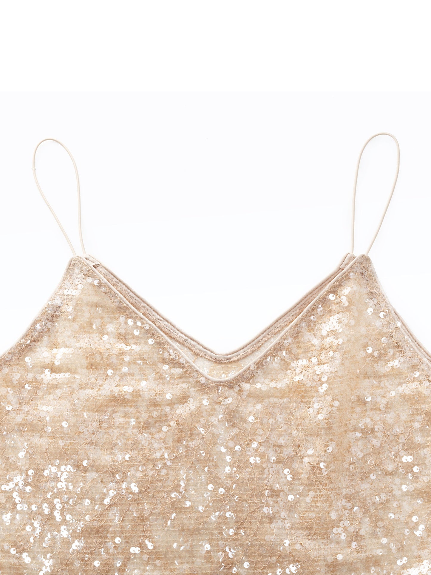 Lace Sequins Camisole And Velvet Knit Top Two-Piece Set