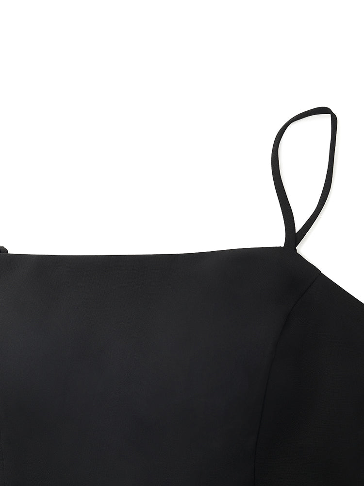 Back Twisted Spaghetti Strap Dress With Detachable Bra Pads