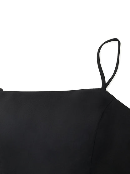 Back Twisted Spaghetti Strap Dress With Detachable Bra Pads