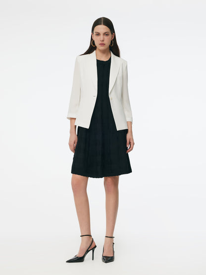 Triacetate Blend Gathered Waist Women Blazer