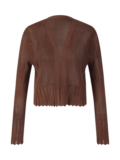 Tencel Mulberry Silk Blend Women Openwork Cardigan