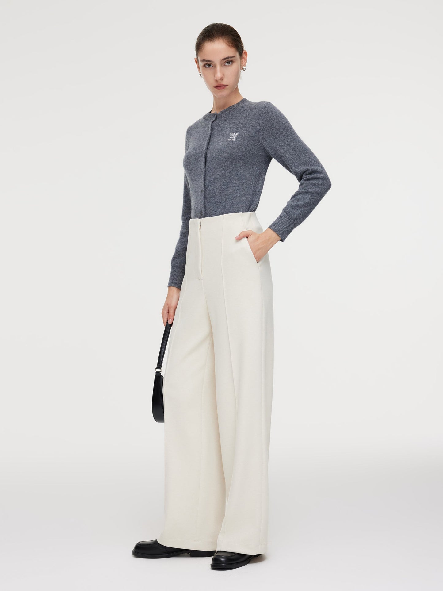 High-Waisted Stretch Wide Leg Women Knit Pants