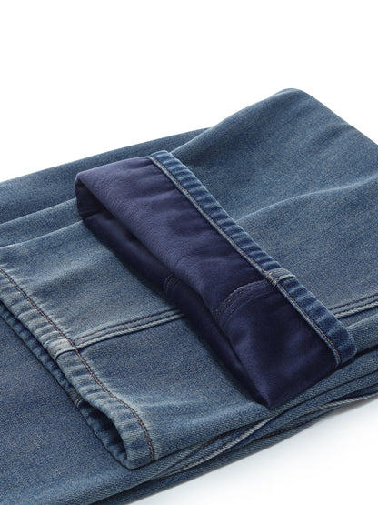 Denim Fleece Lined Women Tapered Jeans