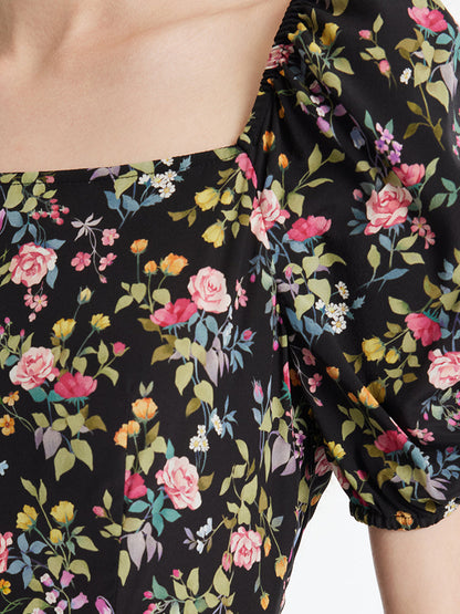 Mulberry Silk Rose Print Women Maxi Dress