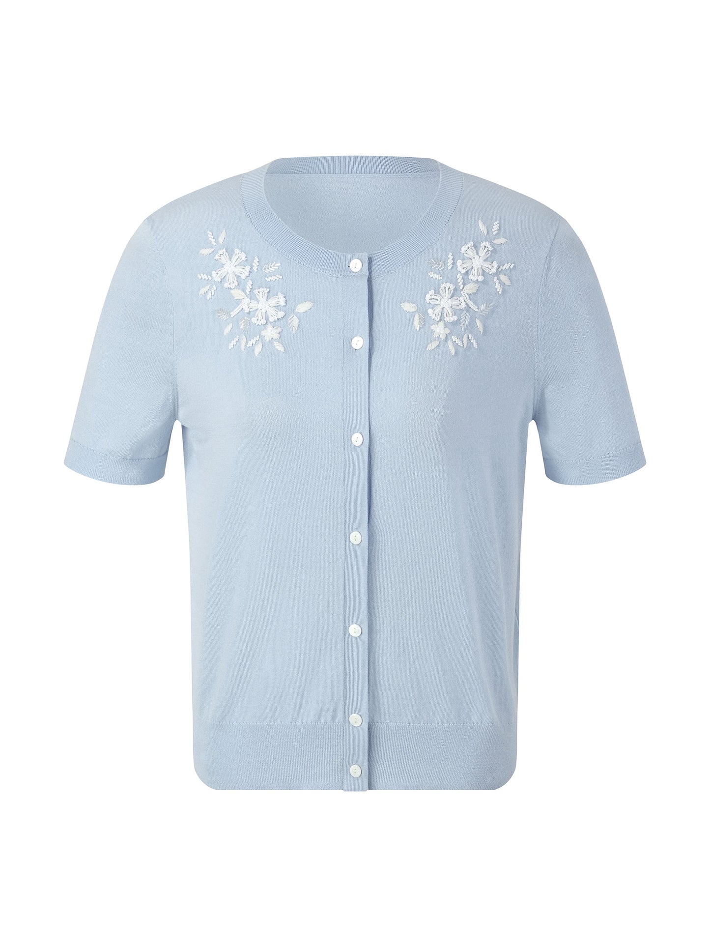 Lyocell Blend Floral Embroidered Women Cardigan