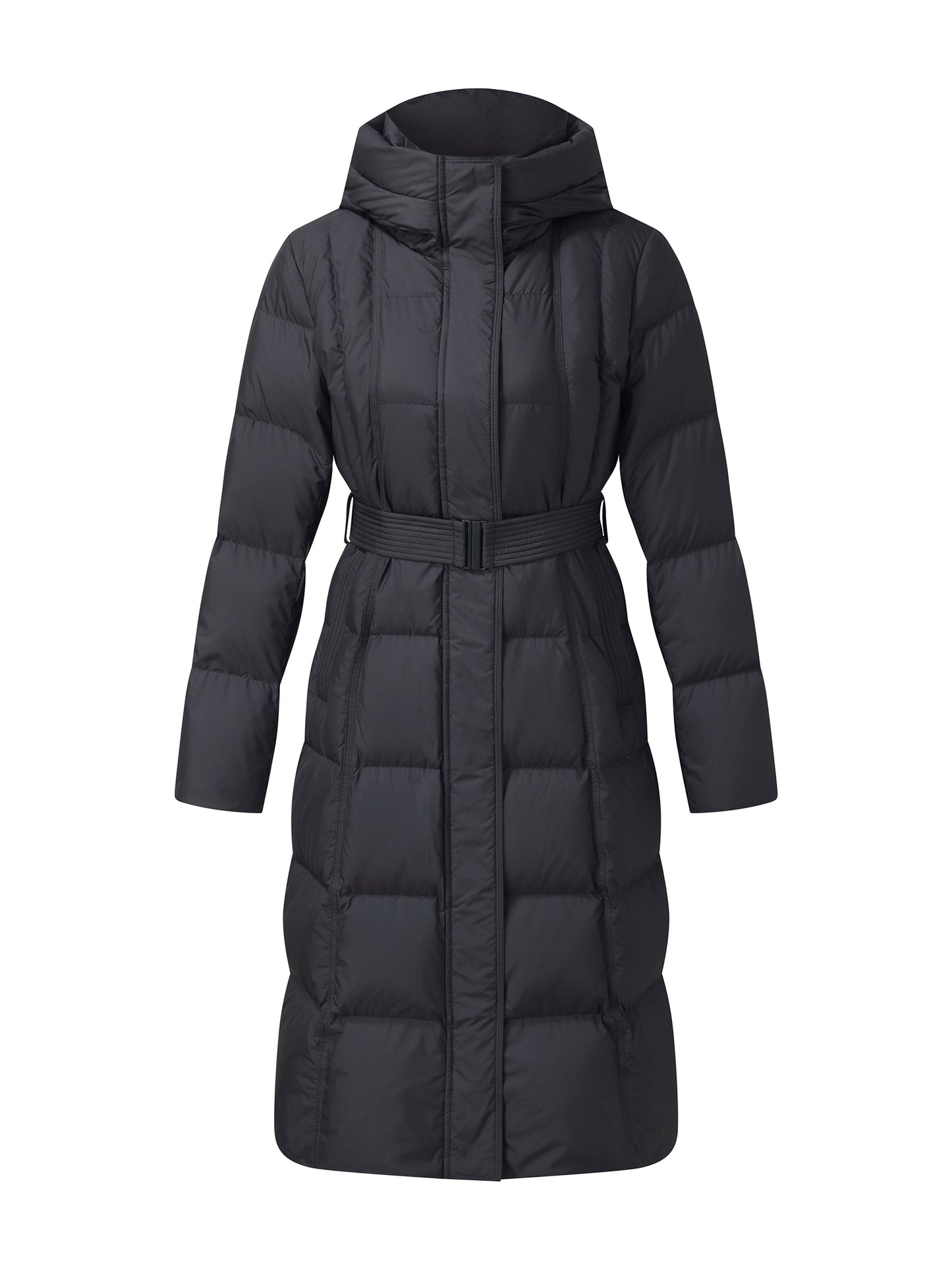 Windproof Hooded Goose Down Coat With Belt