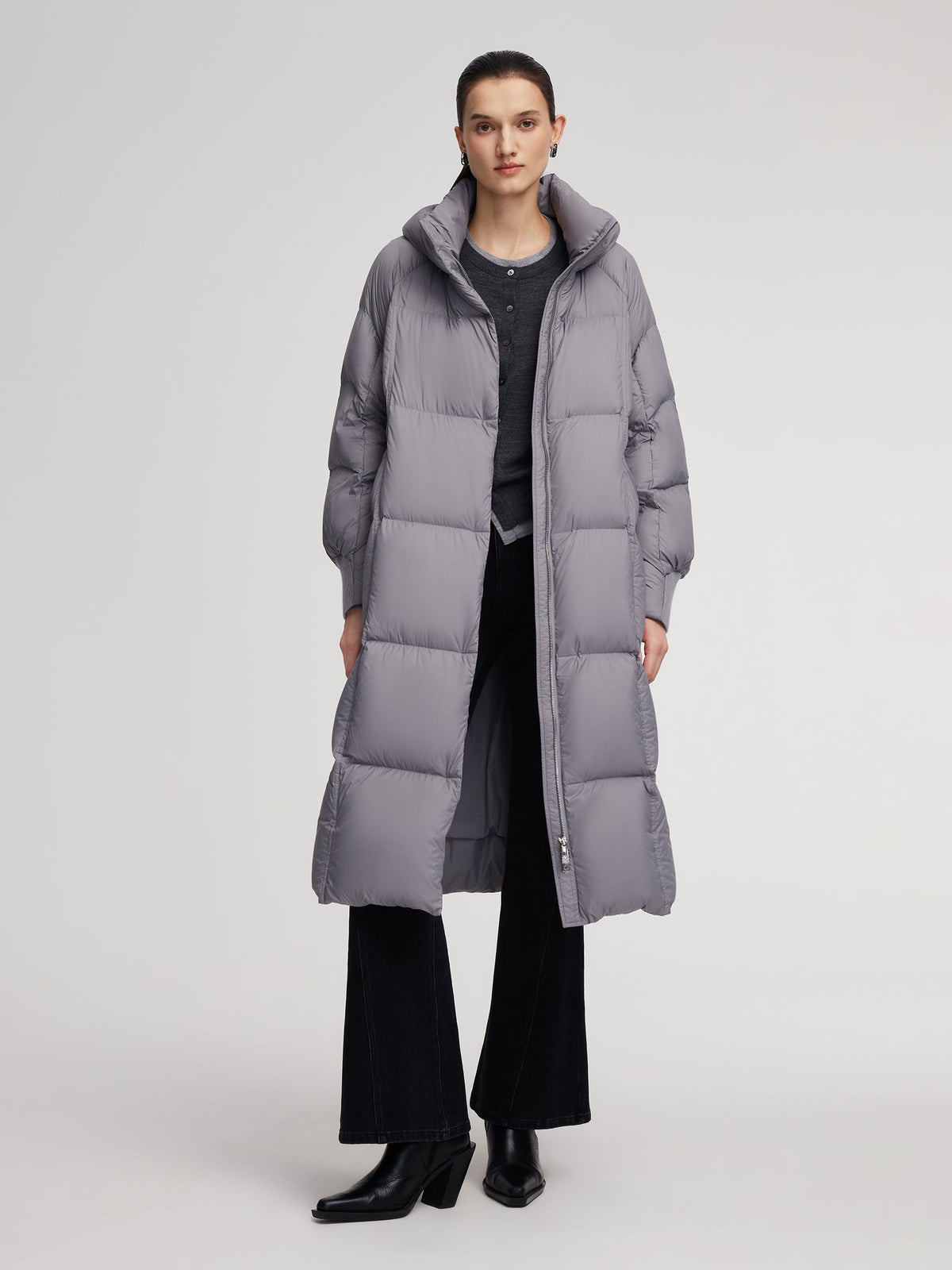 Lightweight Windproof Hooded Long Goose Down Coat