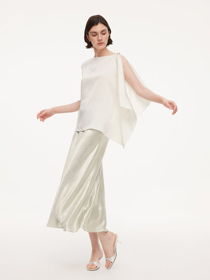 22MM Mulberry Silk Women Asymmetric Draped Blouse