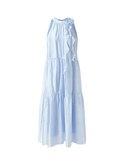 Women Halter Maxi Dress With Detachable Flower