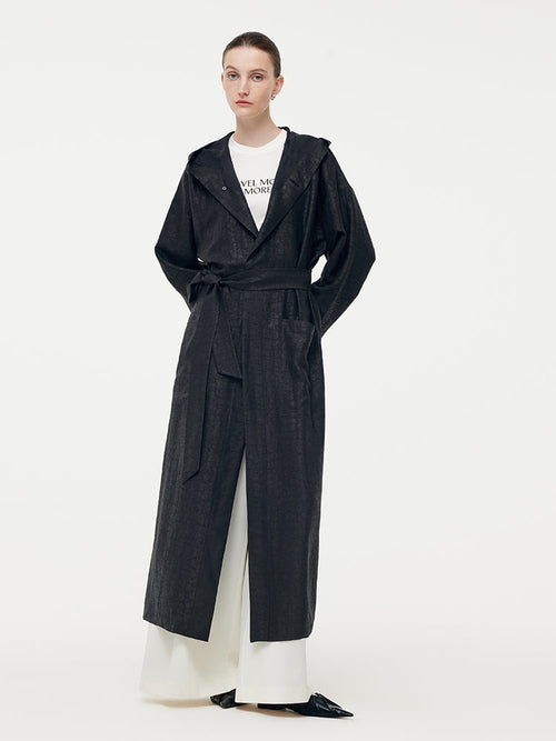 18 Momme Xiang Yun Silk Hooded Unisex Trench Coat