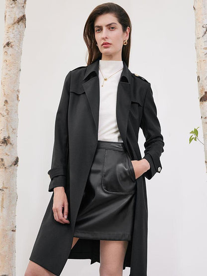 Worsted Woolen Women Trench Coat With Belt