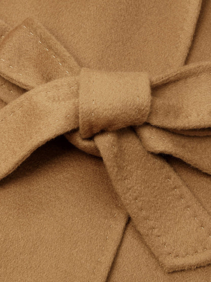 Camel Pure Cashmere Lapel Women Coat