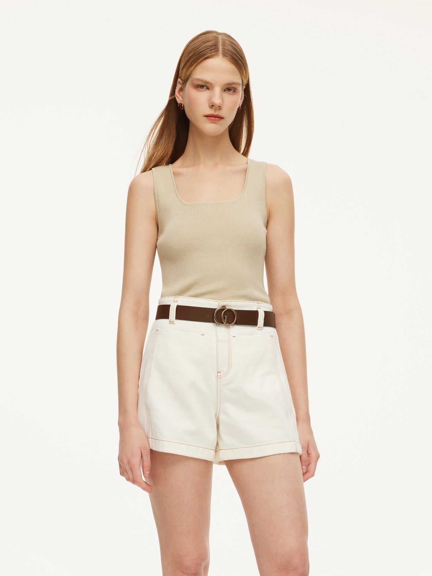 Square Neck Women Knit Tank Top