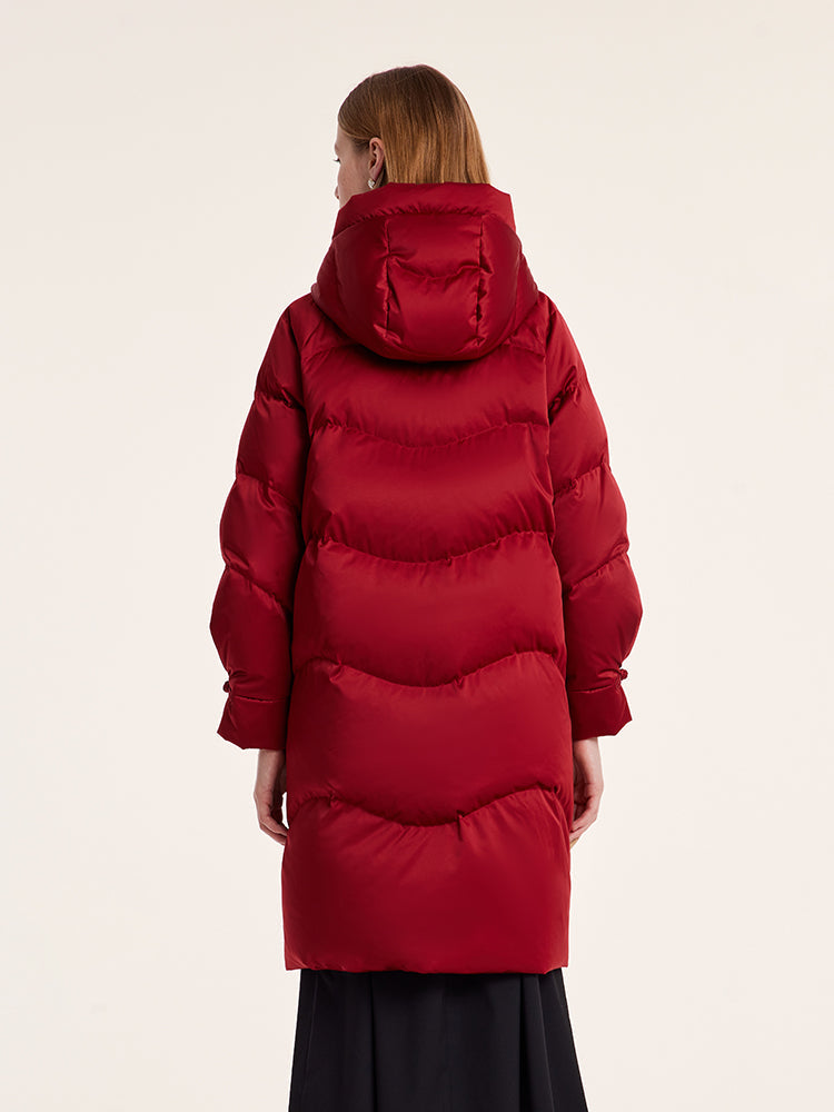Cheongsam Button Hooded Mid-Length Goose Down Garment