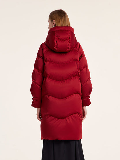 Cheongsam Button Hooded Mid-Length Goose Down Garment