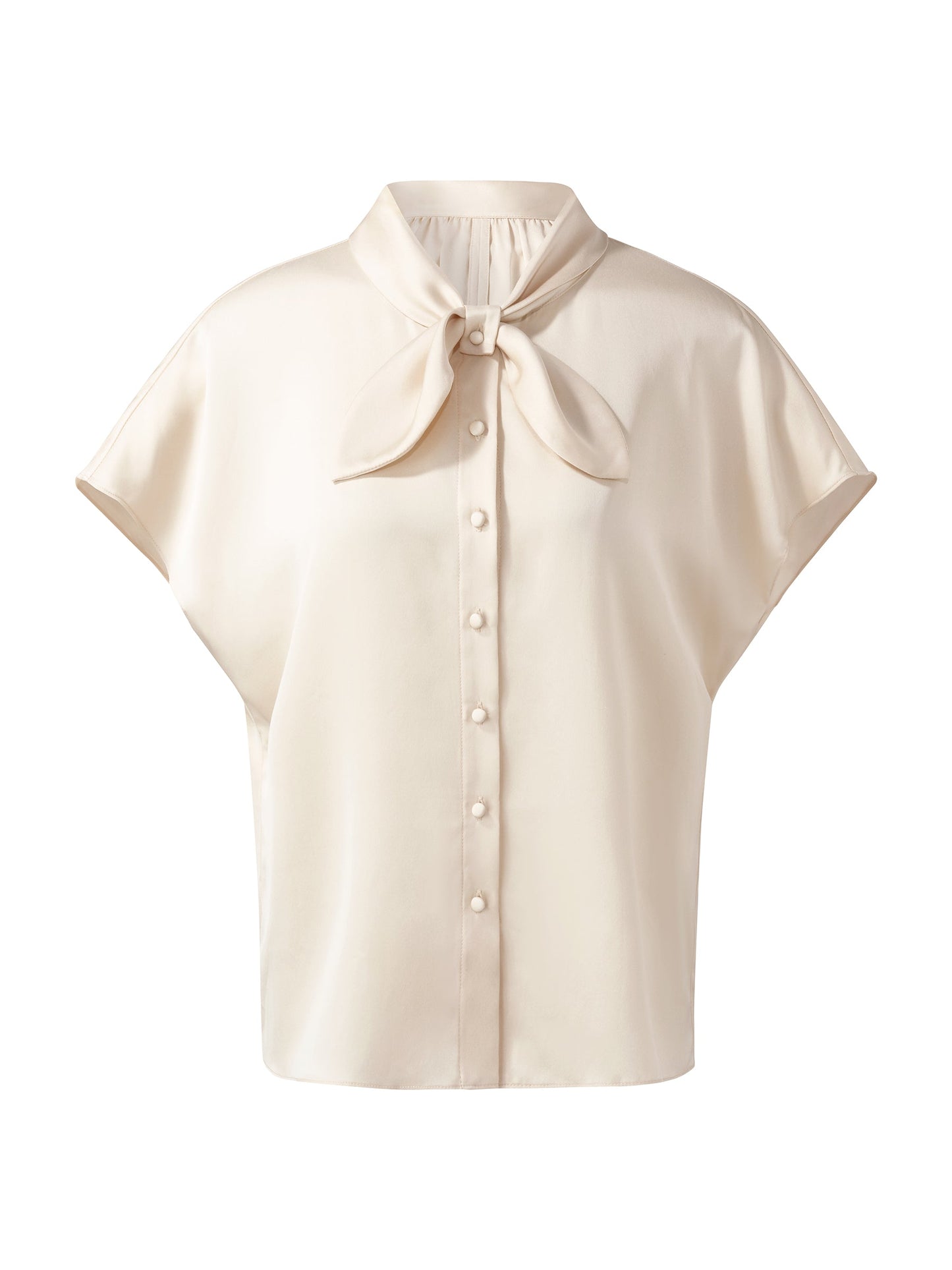 22MM Mulberry Silk Women Bow Tie Neck Shirt