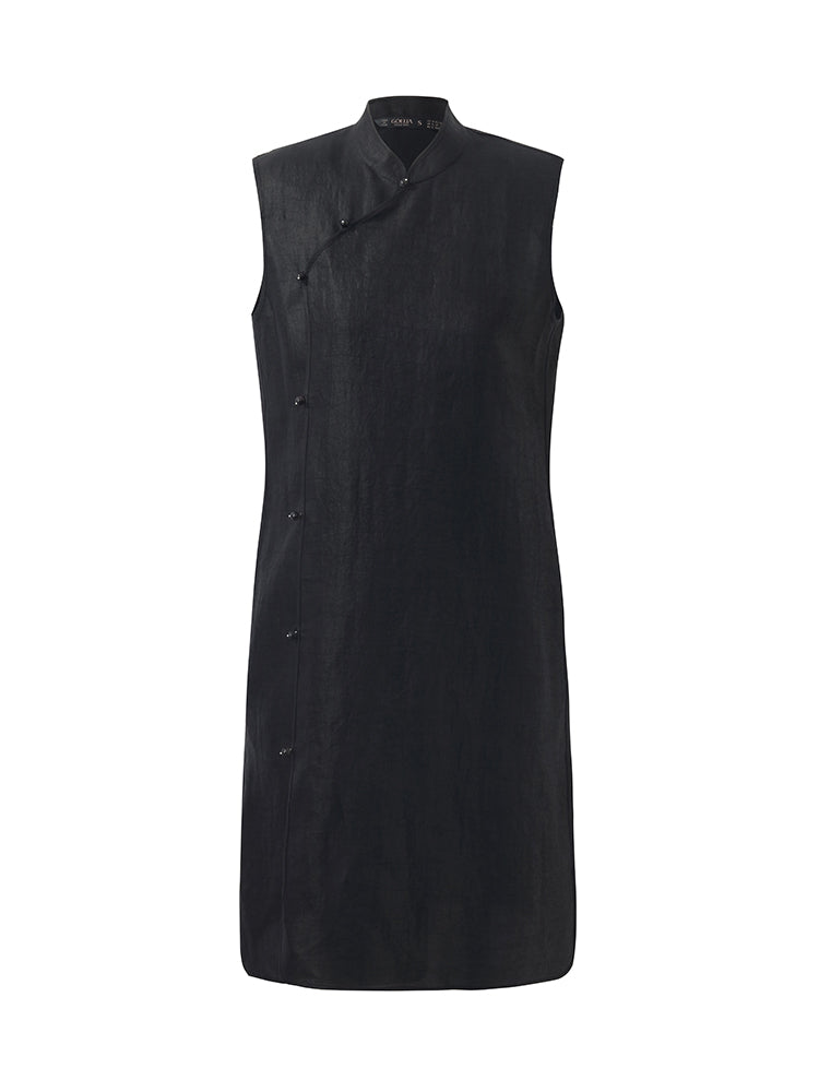 Xiang Yun Silk Asymmetric Hem Women Qipao Mini Dress