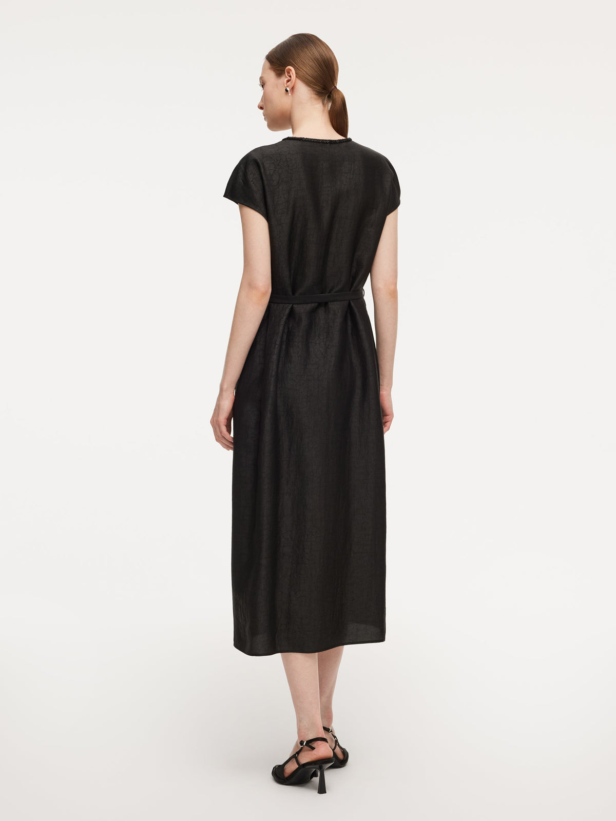 18MM Gambiered Canton Gauze Women Self-Tie Belt Maxi Dress