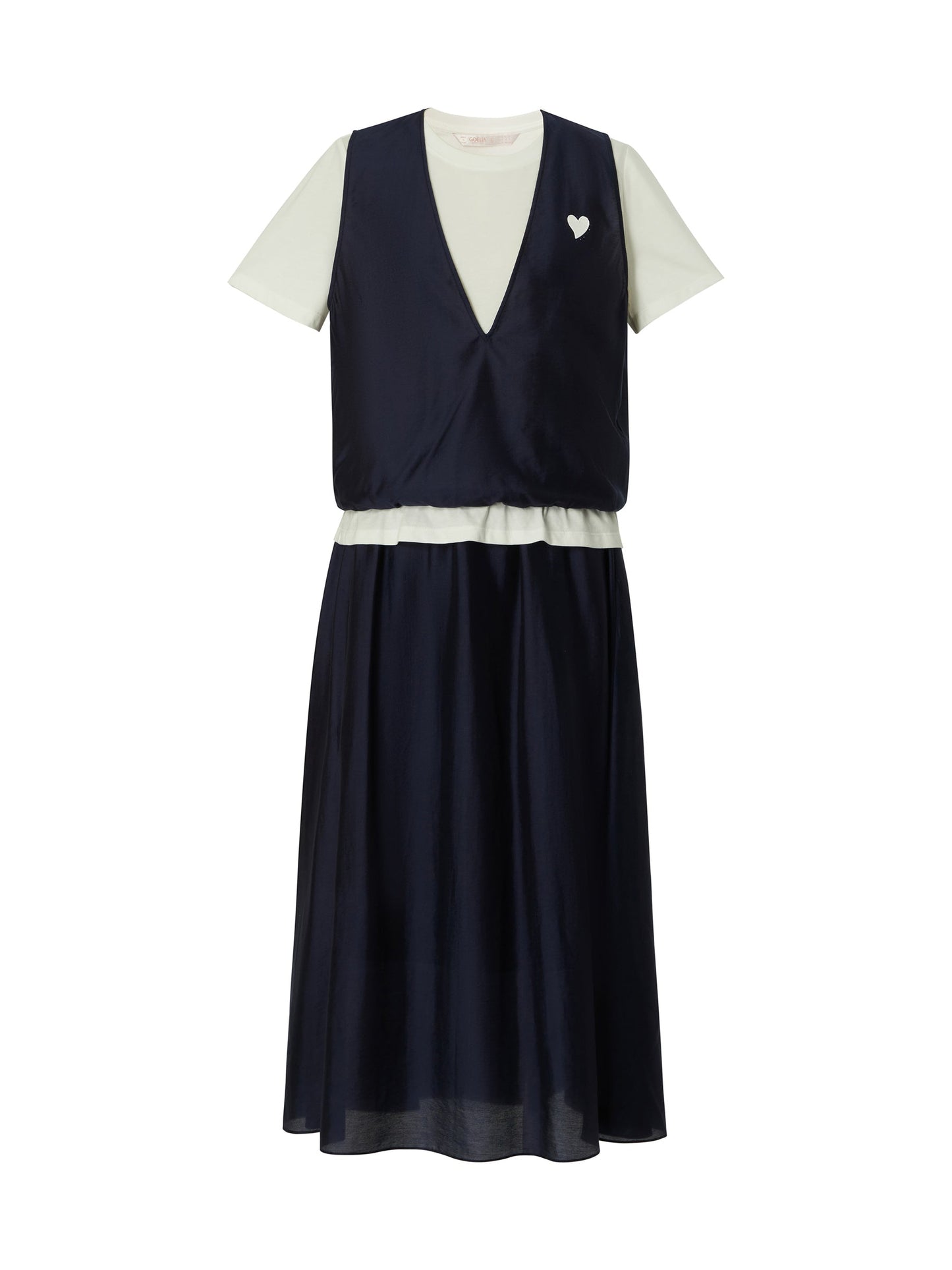 Tencel Blend Mock Layered Top And Skirt Two-Piece Set