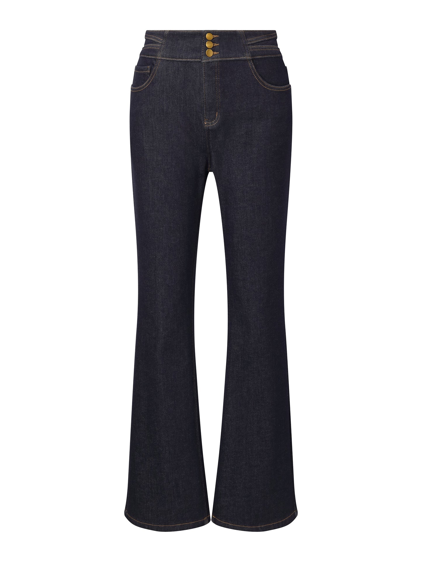 Denim High-Waisted Stretch Fleece Lined Women Micro-Flared Jeans