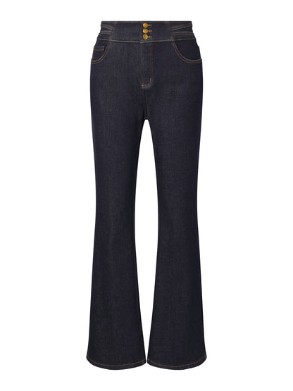 Denim High-Waisted Stretch Fleece Lined Women Micro-Flared Jeans