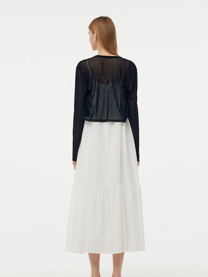 Acetate 3D Butterfly Maxi Dress And Cardigan Two-Piece Set