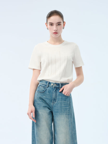 100% Cotton Round Neck Women T-Shirt