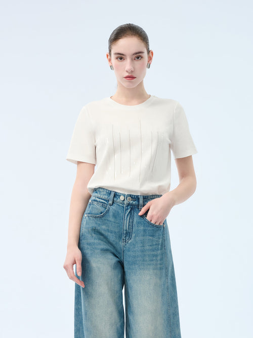 100% Cotton Round Neck Women T-Shirt