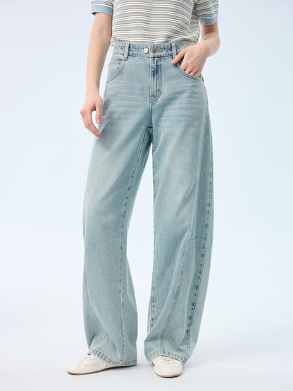 100% Cotton Denim Women Curved Jeans