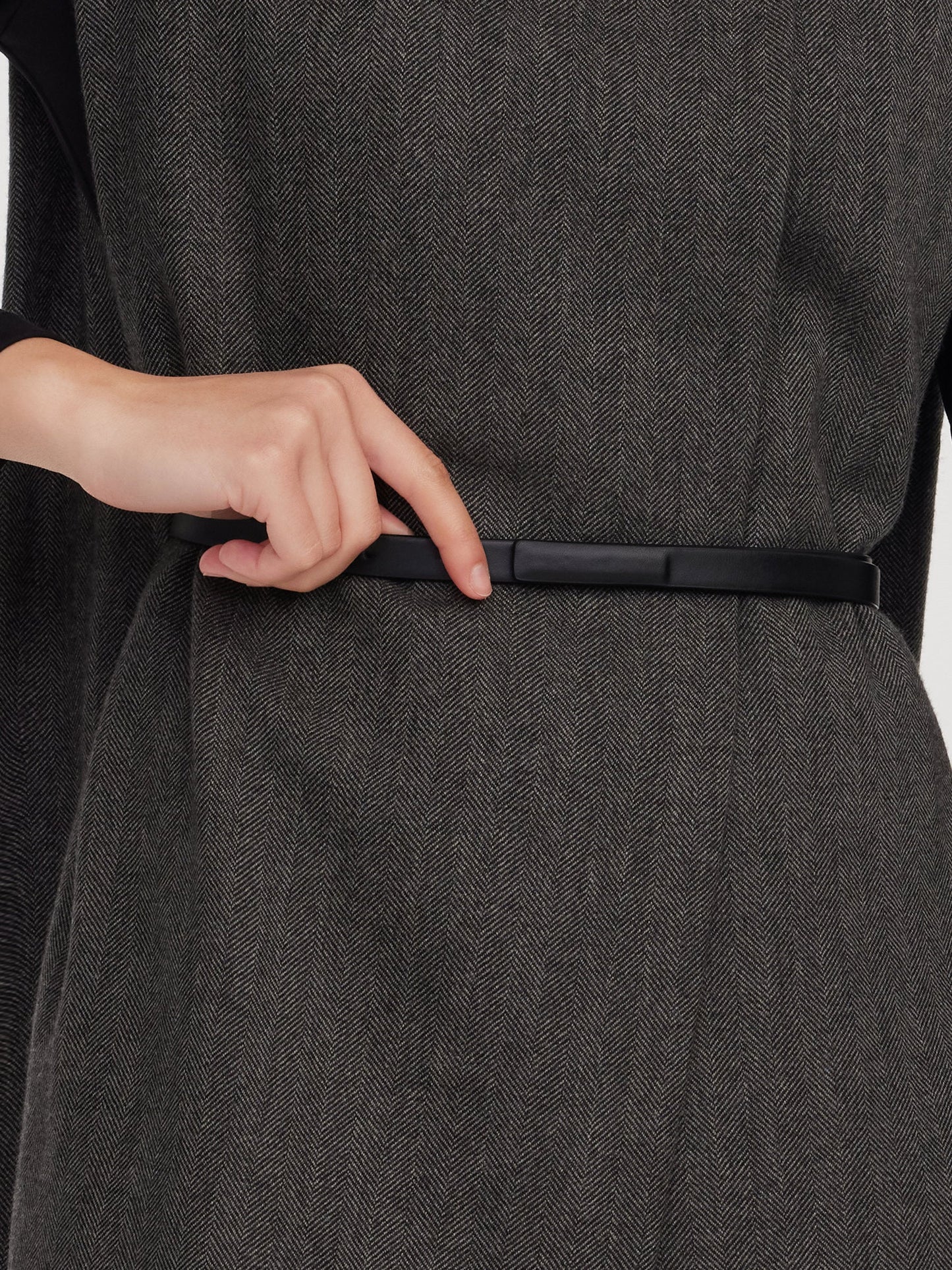 100% Wool Vest And Knit Dress Two-Piece Set With Belt