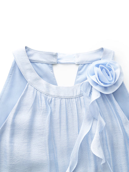 Women Halter Maxi Dress With Detachable Flower