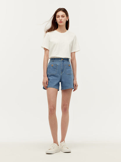 Denim A-Line Women Shorts