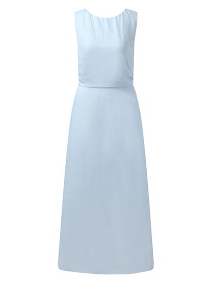 100% Linen Cross Back Women Maxi Dress