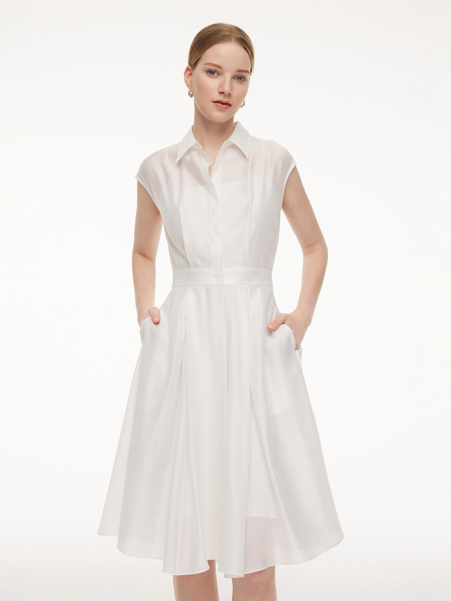 Tencel Acetate Blend Women Midi Shirt Dress