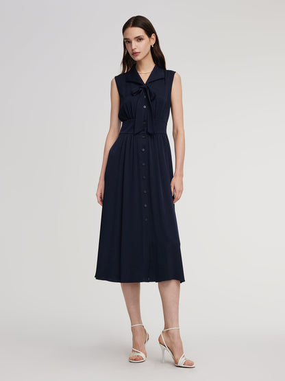 22MM Mulberry Silk Gathered Waist Women Sleeveless Maxi Dress