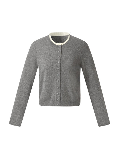 100% Cashmere Faux Two-Piece Women Cardigan