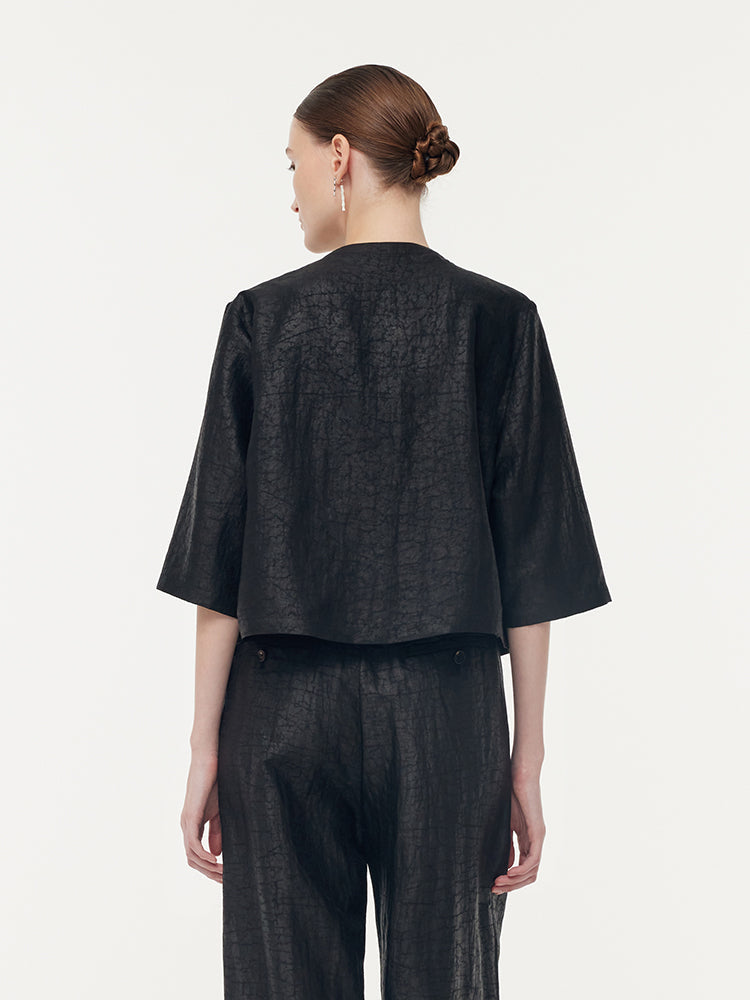 18 Momme Xiang Yun Silk Mandarin Button Women Crop Jacket