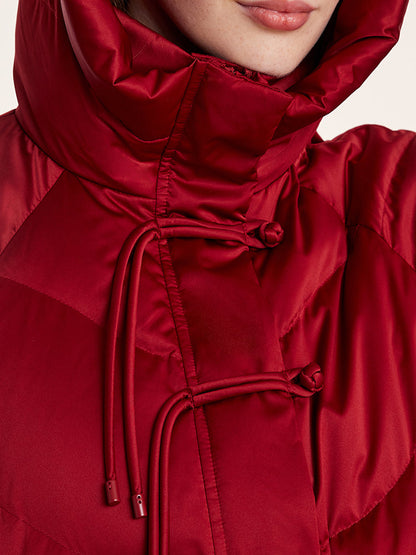 Cheongsam Button Hooded Mid-Length Goose Down Garment