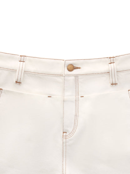 100% Cotton Denim Women Slim Fit Shorts With Belt