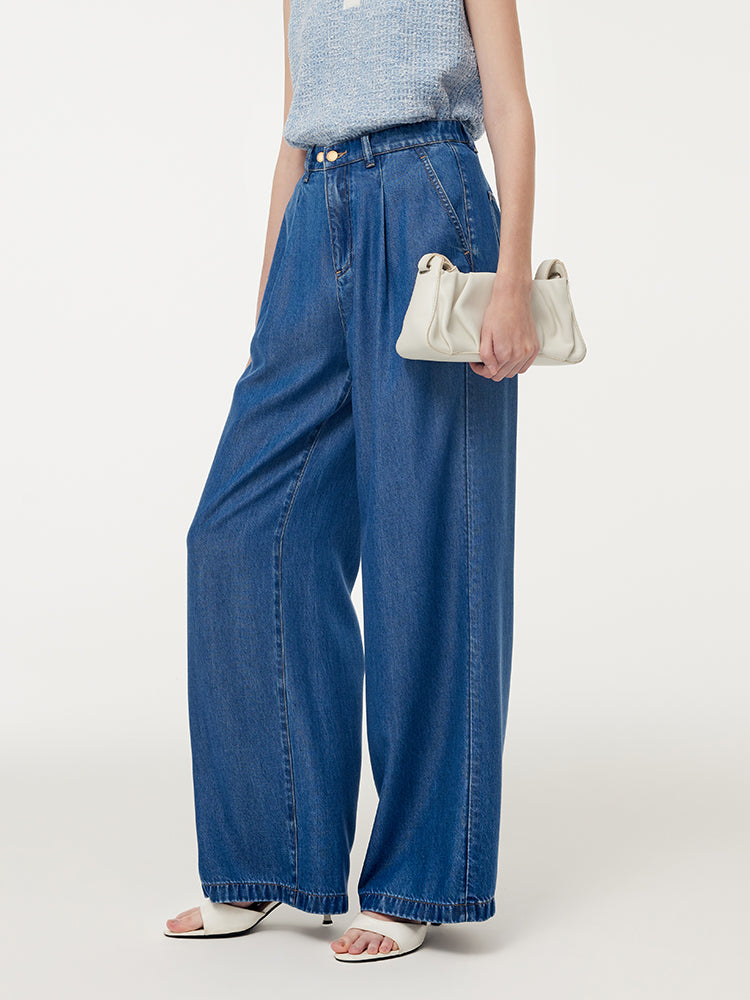 100% Tencel Denim Elastic Waist Women Jeans