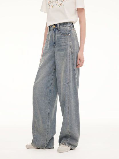 100% Cotton Denim Women Curved-Leg Jeans
