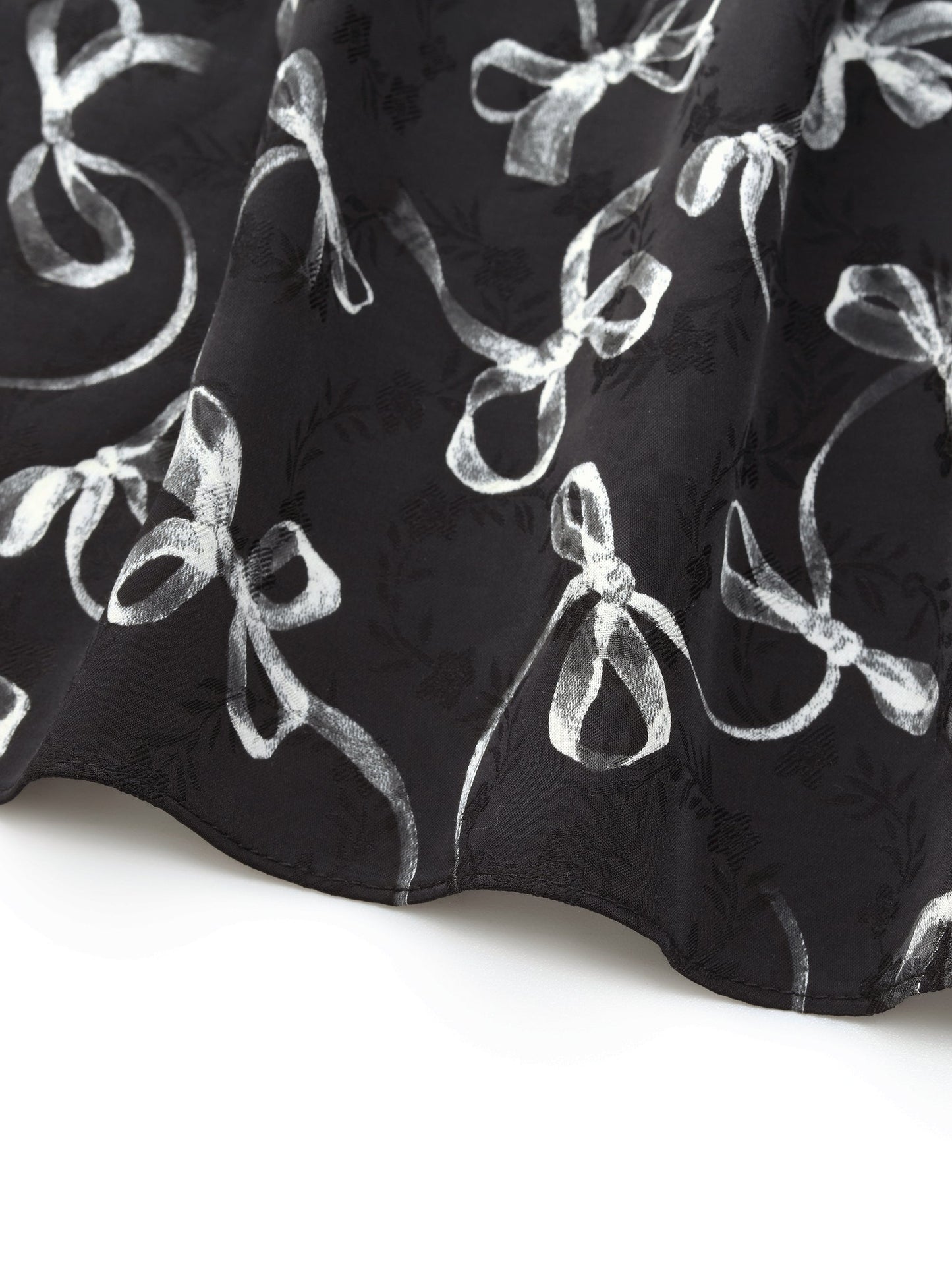 Ribbon Print A-Line Women Skirt