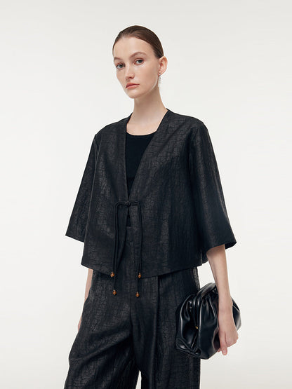 18 Momme Xiang Yun Silk Mandarin Button Women Crop Jacket