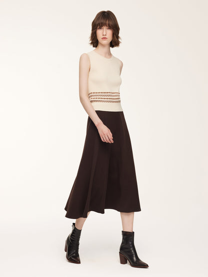 Tencel Wool Blend Cardigan And Tank Top And Skirt Three-Piece Set