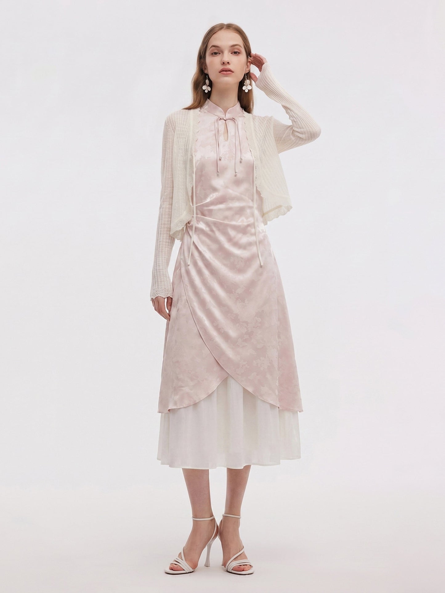 Jacquard Patchwork Women Qipao Maxi Dress