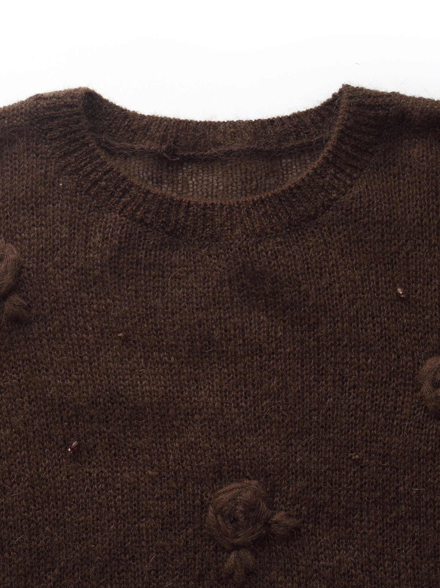 Mohair Wool Blend Women Hand-Crocheted Floral Sweater